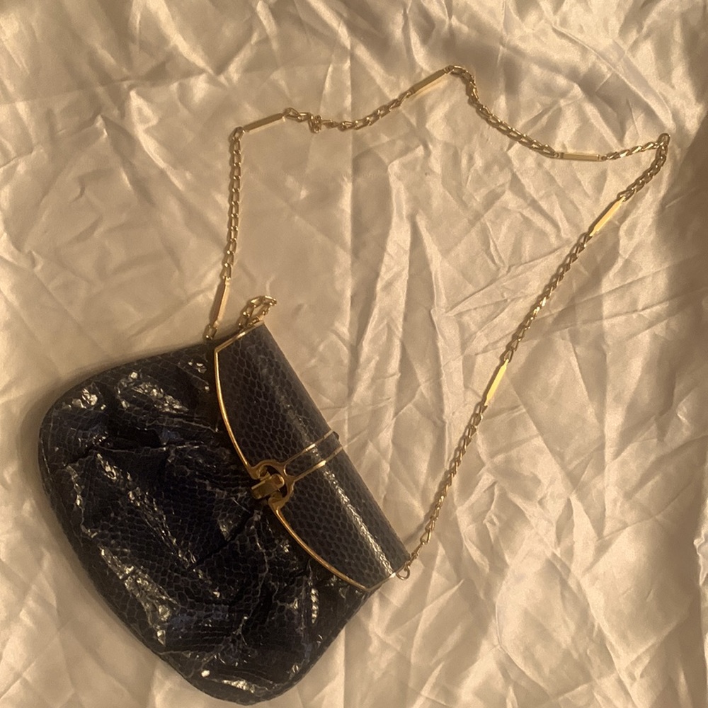 A genuine leather purse, great for formal party and cocktail events.